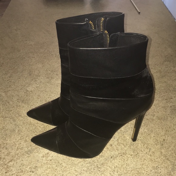 Rachel Zoe Shoes - RACHEL ZOE REAL LEATHER N SATIN LEATHER SOLED BADAZZ STILETTO BOOTIES SI…